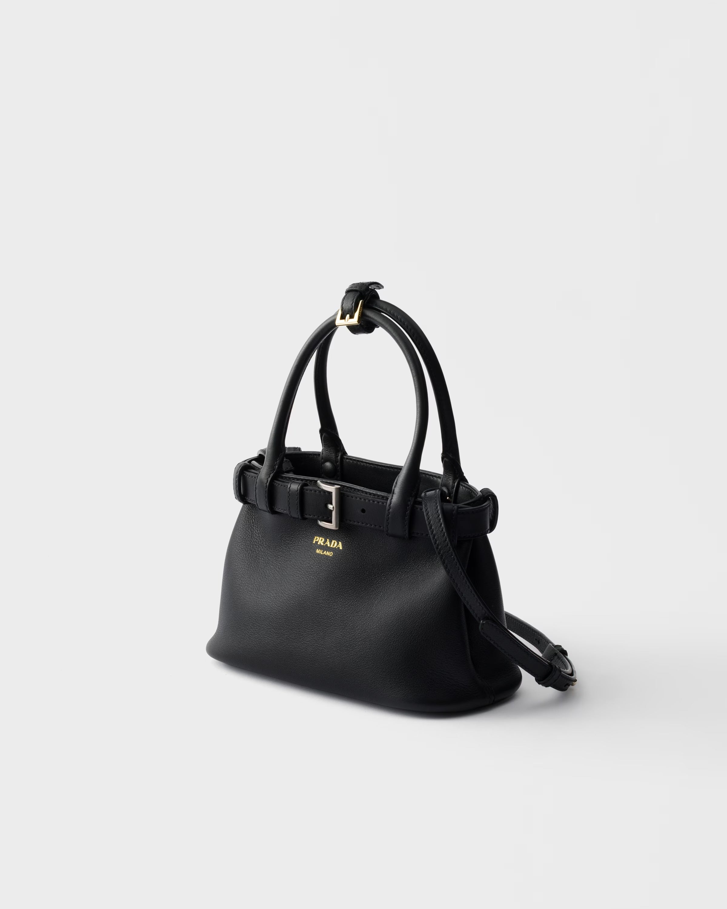 Buckle Small Leather Bag with Belt-PRADA-Verso