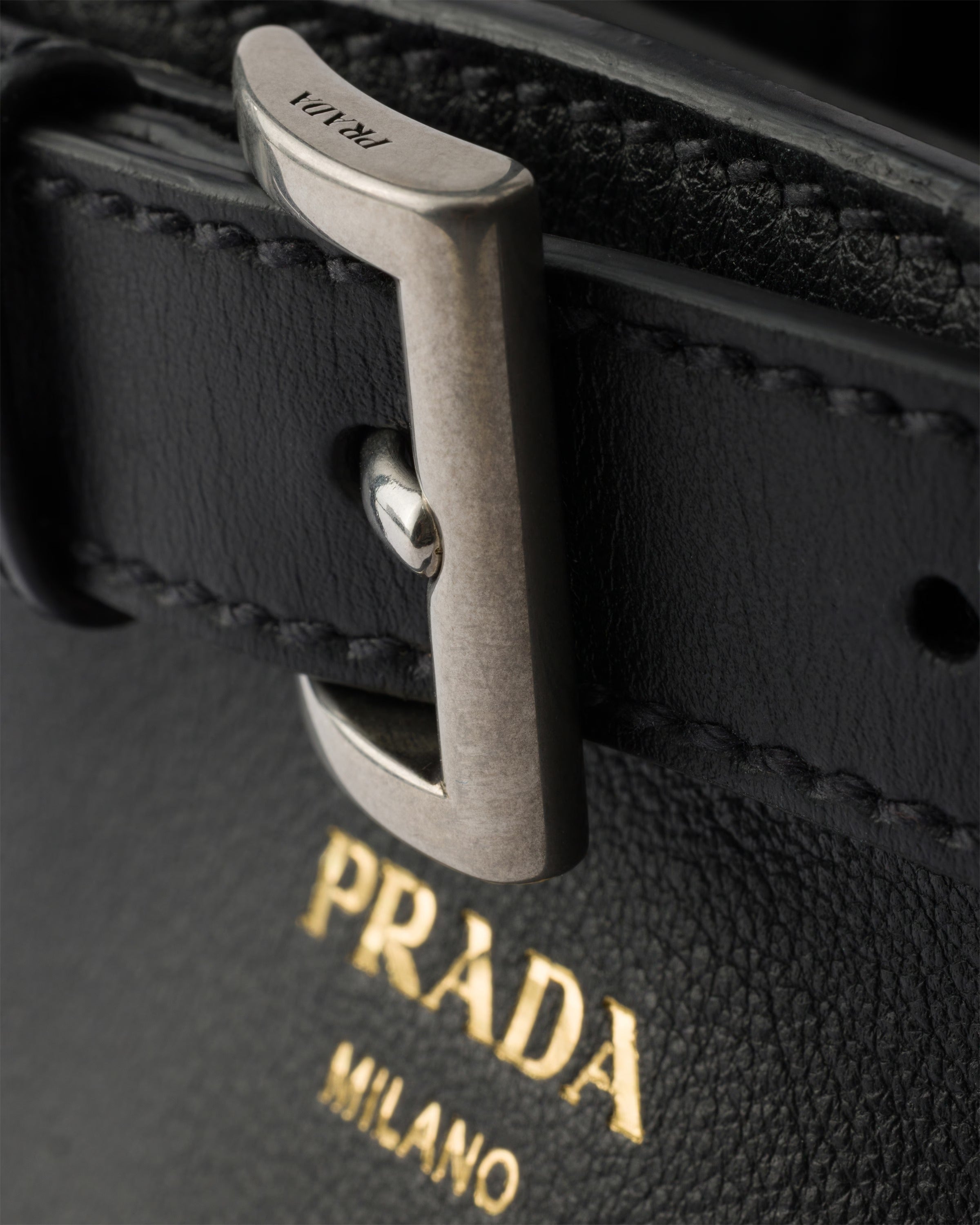 Buckle Small Leather Bag with Belt-PRADA-Verso