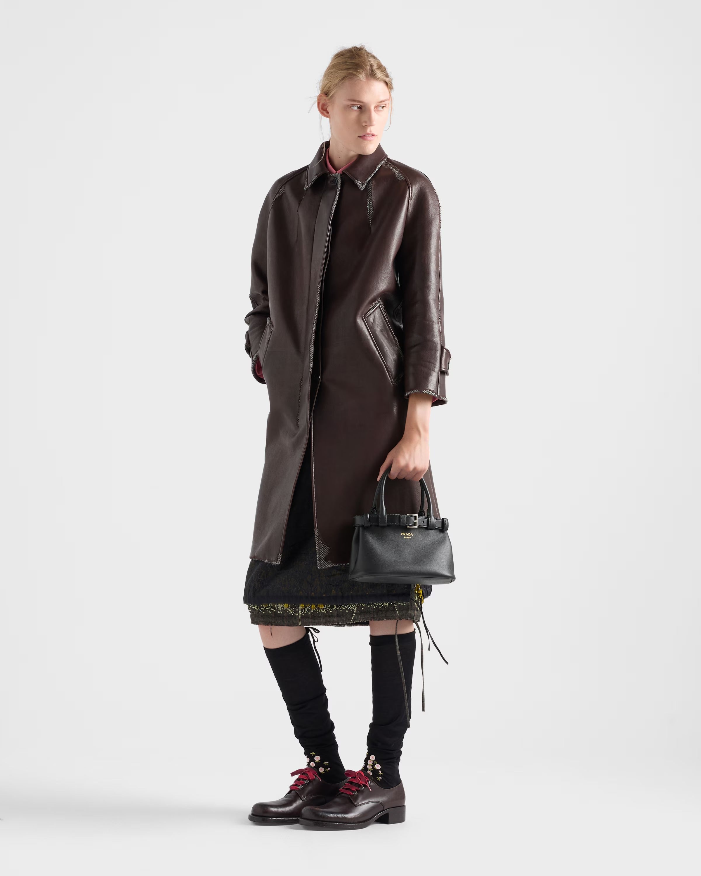 Buckle Small Leather Bag with Belt-PRADA-Verso