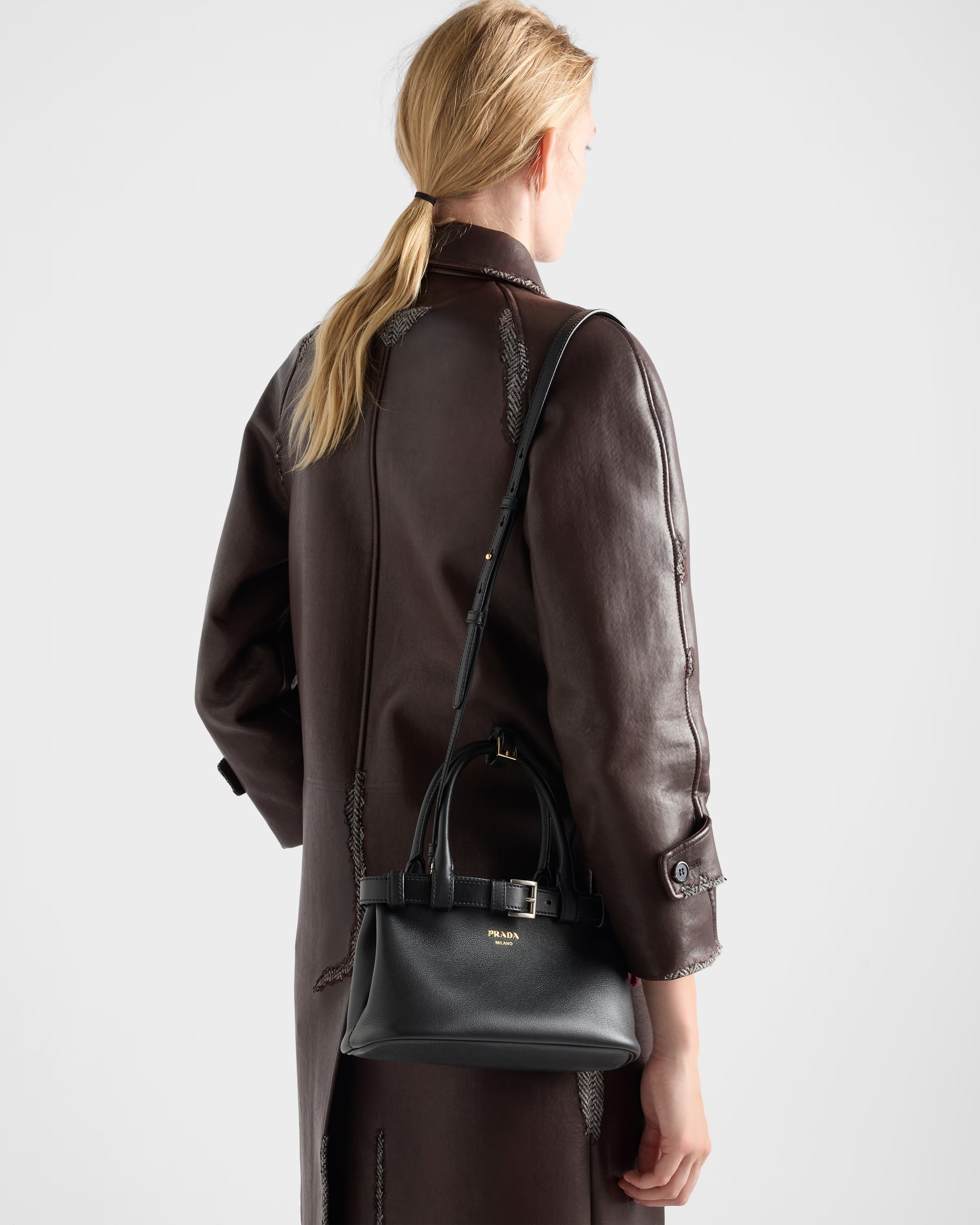 Buckle Small Leather Bag with Belt-PRADA-Verso