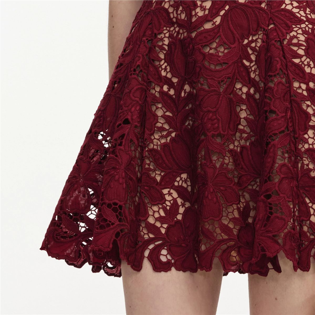 Burgundy Lace Mini Dress-SELF-PORTRAIT-Verso