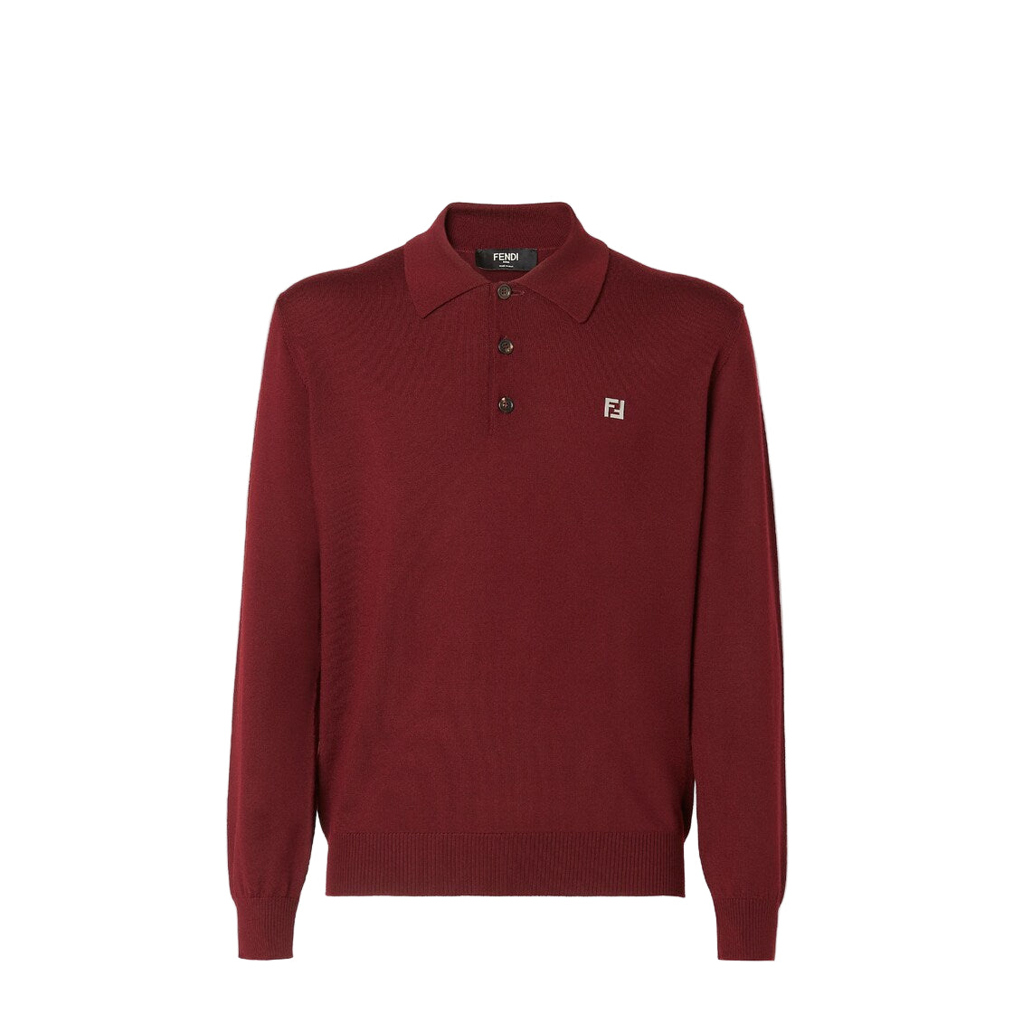 Burgundy wool polo shirt-FENDI-Verso