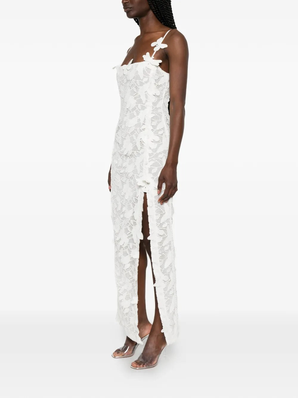 Butterfly-Appliqué Lace Maxi Dress-BLUMARINE-Verso