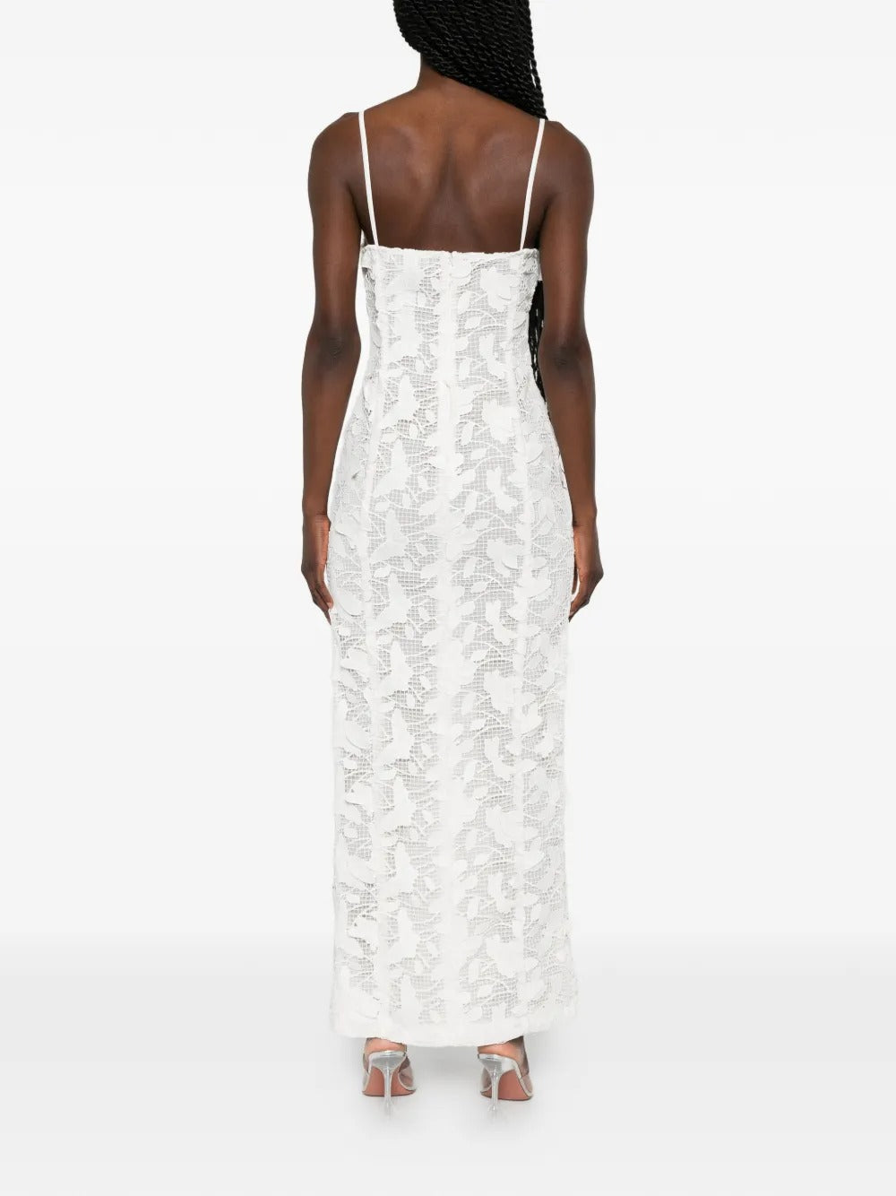 Butterfly-Appliqué Lace Maxi Dress-BLUMARINE-Verso