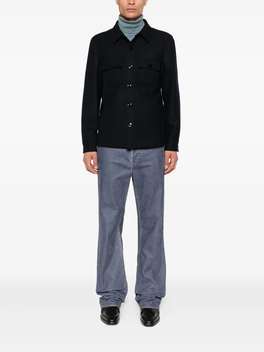 Button-down flap-pocket shirt jacket-TOM FORD-Verso