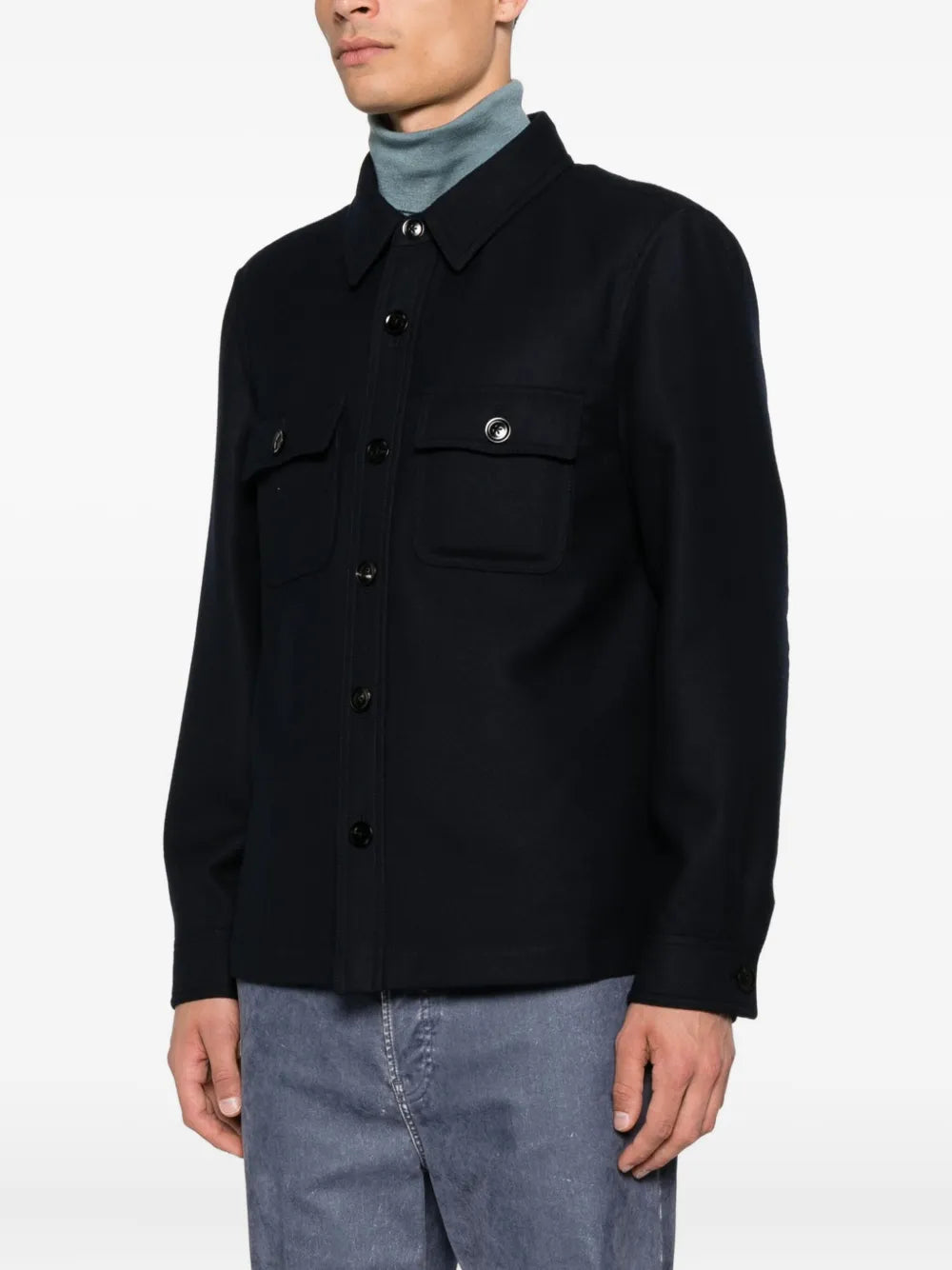 Button-down flap-pocket shirt jacket-TOM FORD-Verso