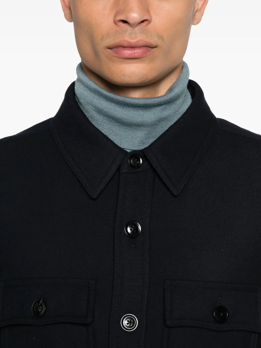 Button-down flap-pocket shirt jacket-TOM FORD-Verso