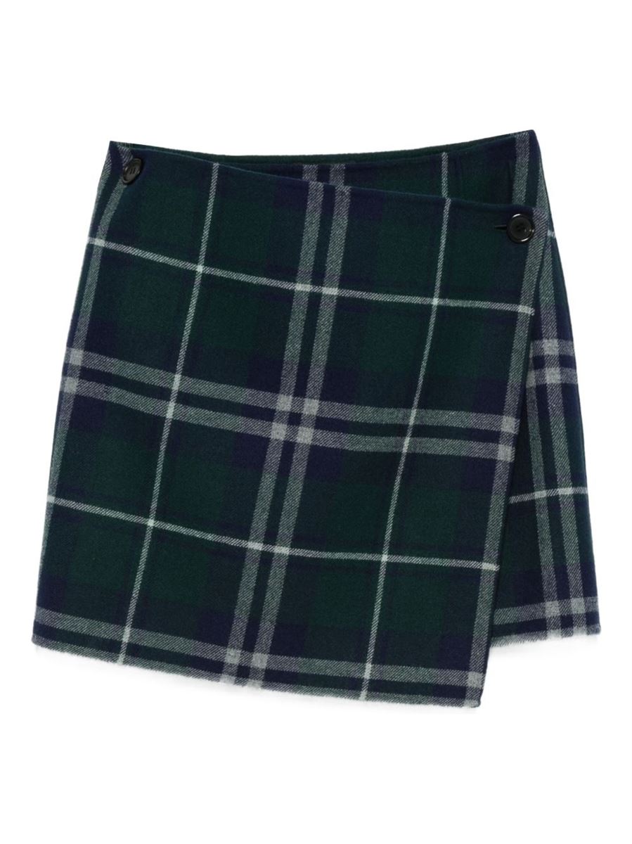 BUTTON-FASTENING PLAID MINI SKIRT-ALICIA AUDREY-Verso