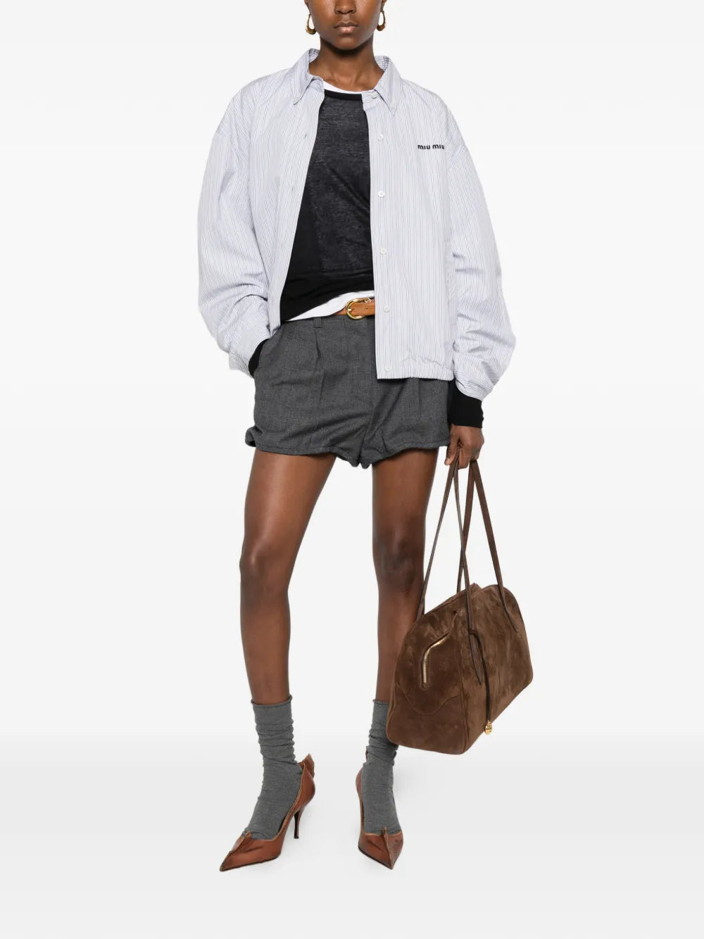 Button-up Bomber Jacket-MIU MIU-Verso