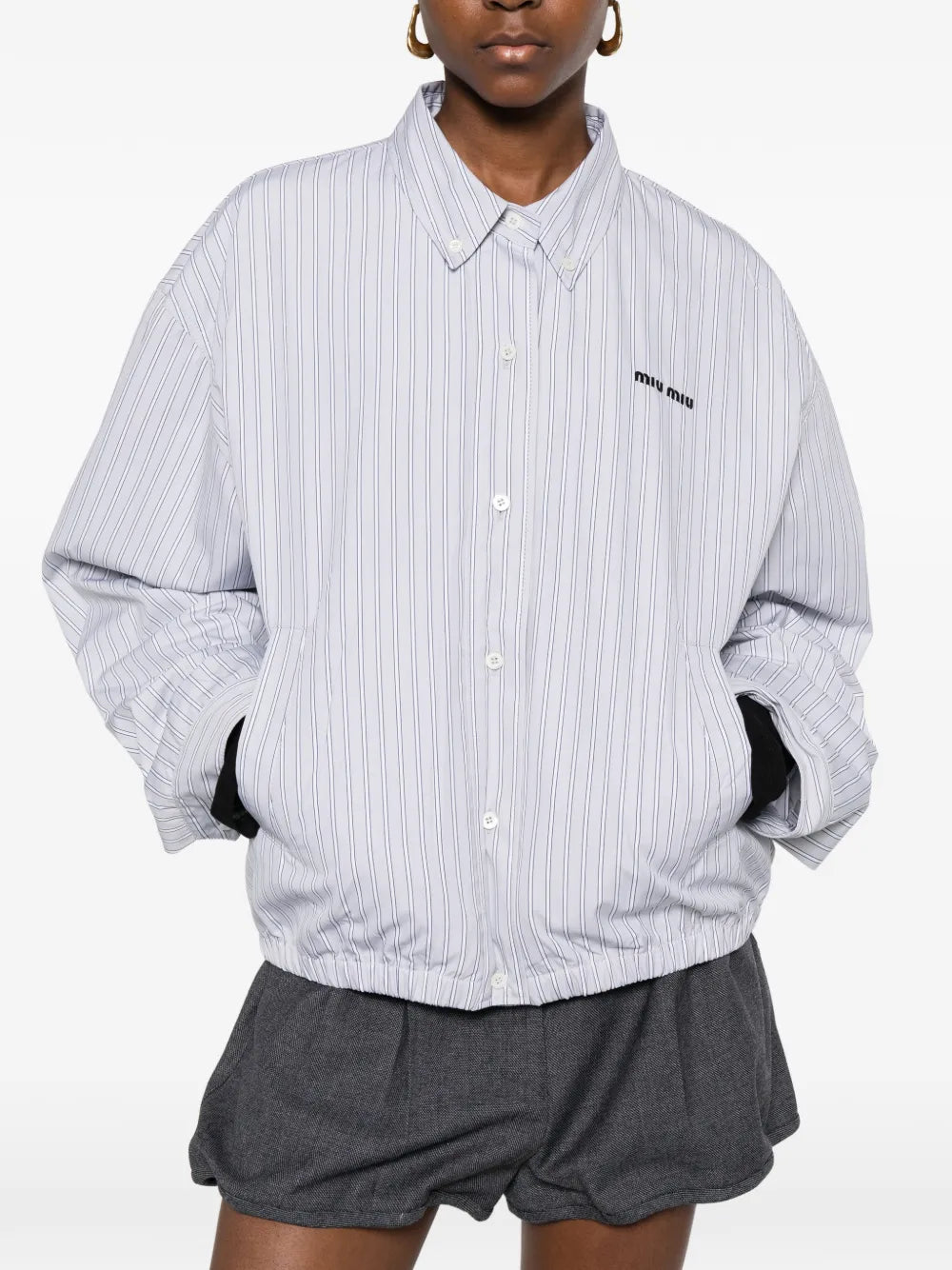 Button-up Bomber Jacket-MIU MIU-Verso