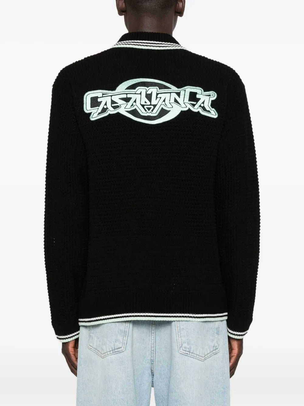 Buttoned Ribbed Knit Cardigan-CASABLANCA-Verso