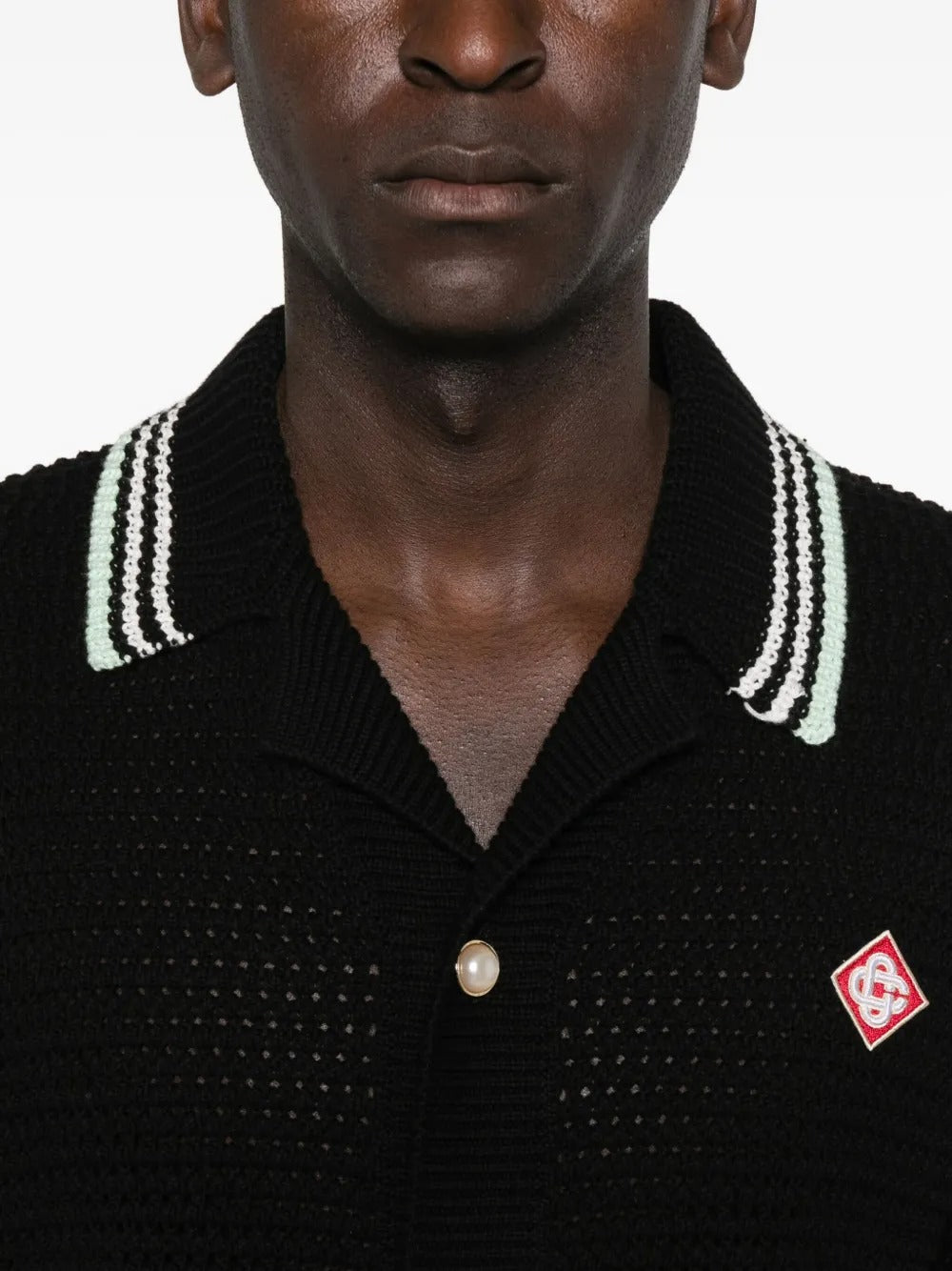 Buttoned Ribbed Knit Cardigan-CASABLANCA-Verso