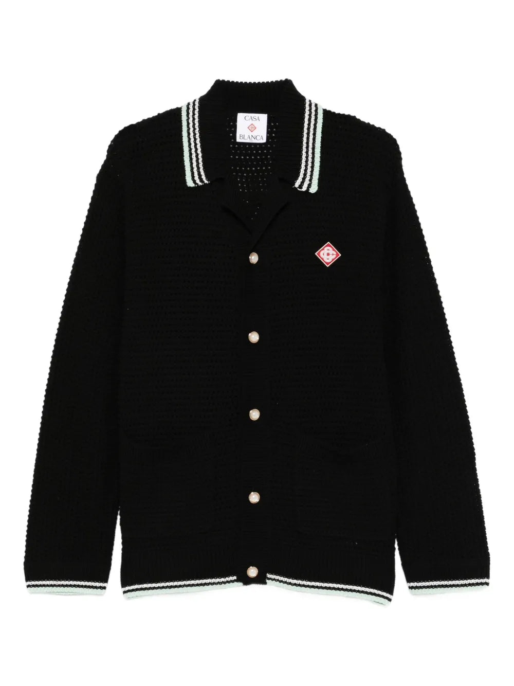 Buttoned ribbed knit cardigan-CASABLANCA-Verso