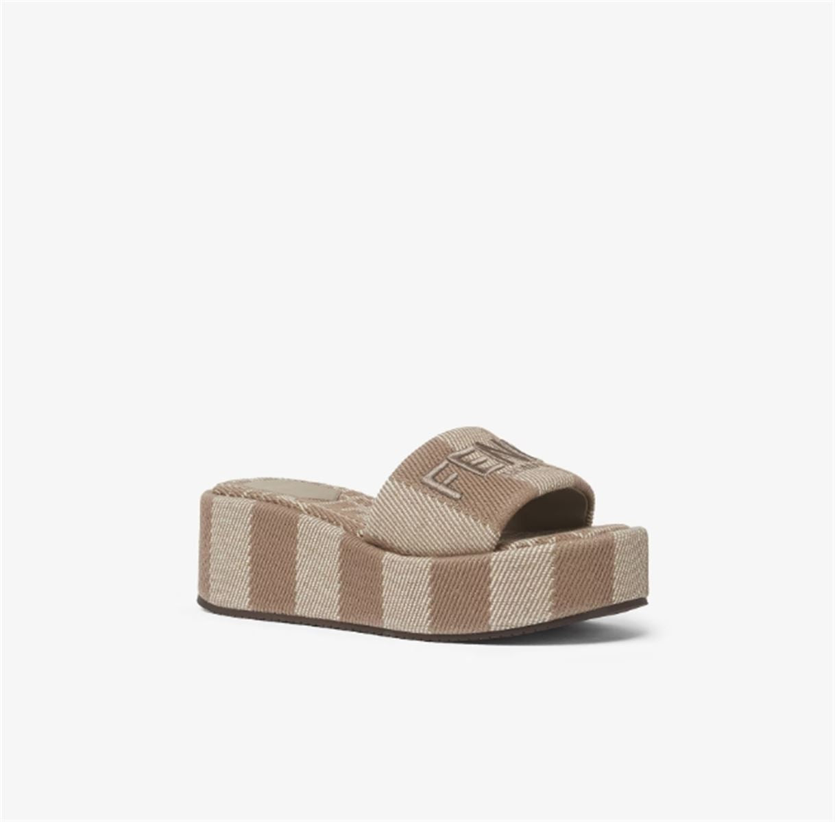DOVE GREY DENIM-EFFECT JACQUARD FLATFORM SLIDES - FENDI - Verso