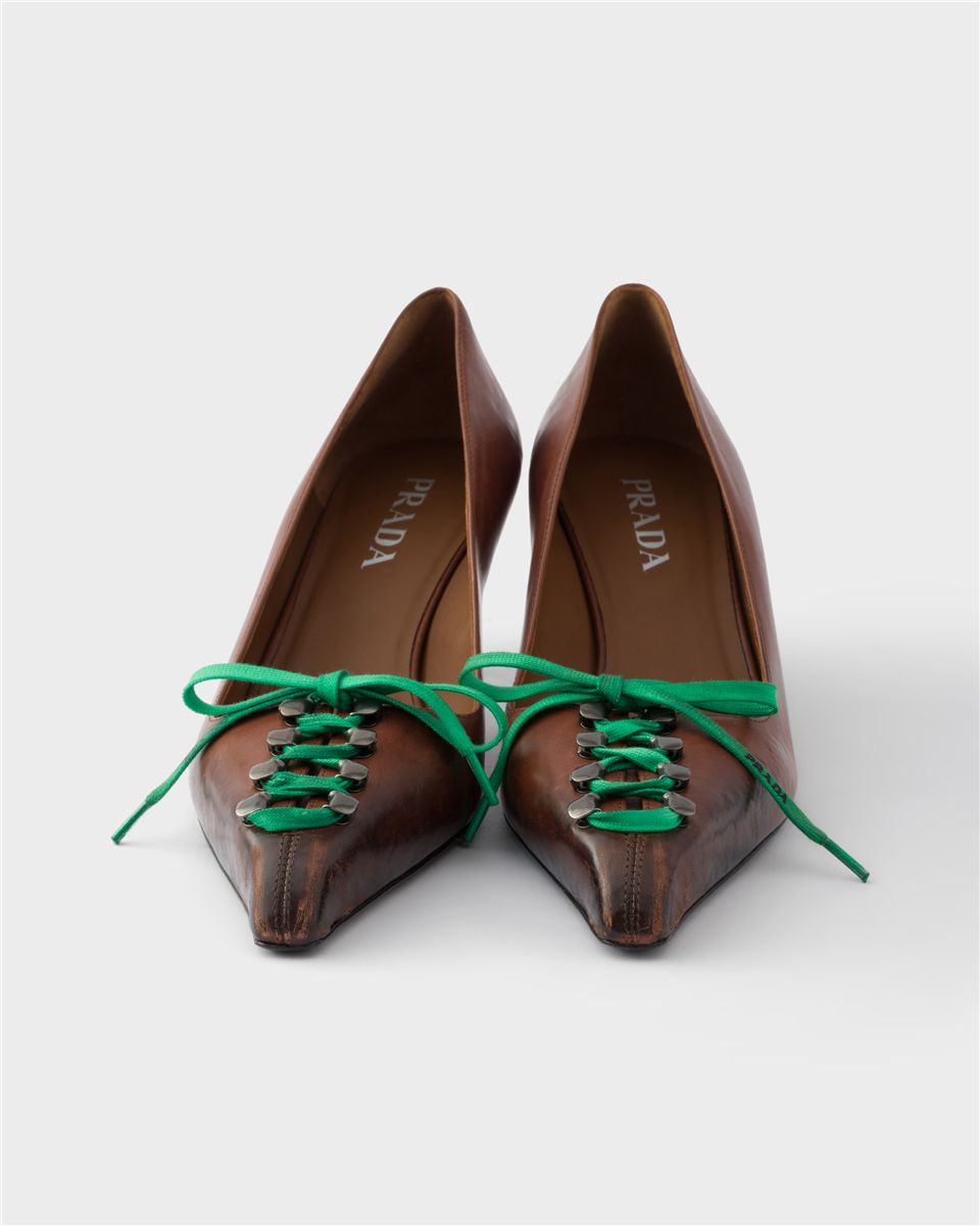 Antiqued leather pumps