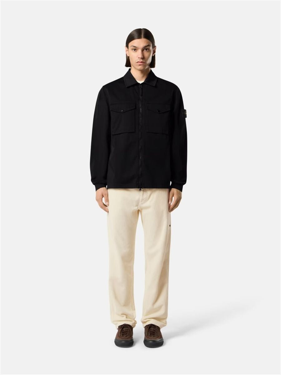 Regular-fit zip-up overshirt with chest pockets-STONE ISLAND-Verso