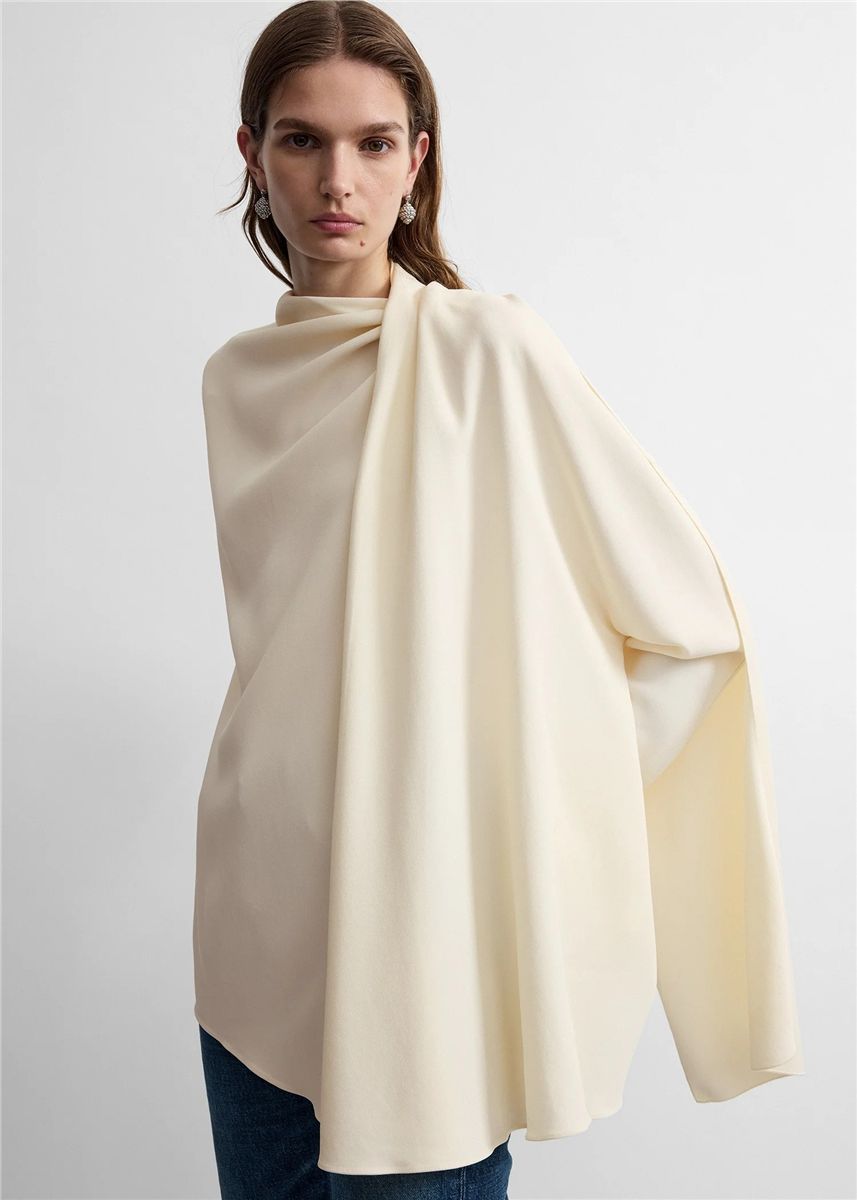 Asymmetric Draped Cady Blouse-TOTEME-Verso