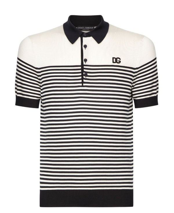 STRIPED LOGO-EMBROIDERED POLO SHIRT