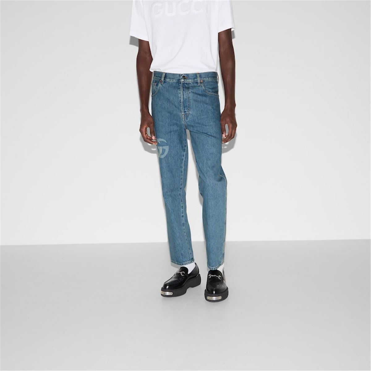 LASERED DOUBLE G DENIM PANT -  GUCCI -  Verso