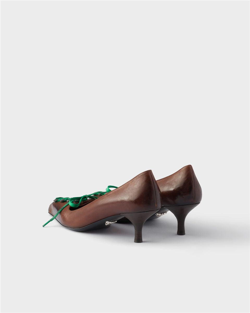 Antiqued leather pumps