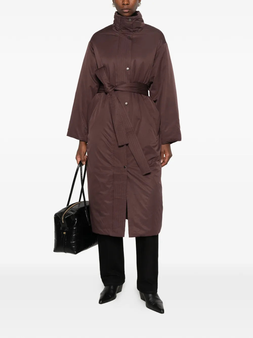 Belted high-neck coat