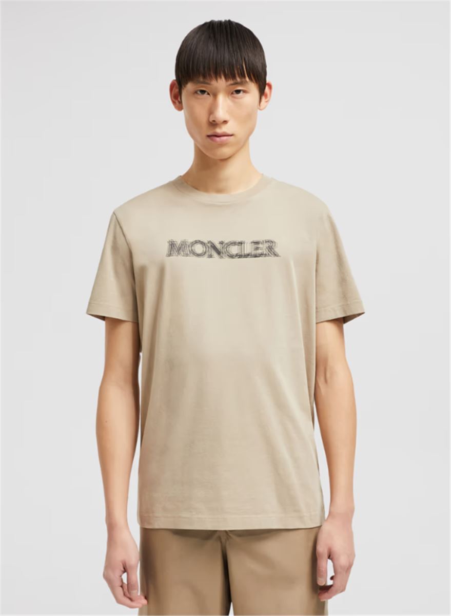 BLURRED LOGO COTTON T-SHIRT - MONCLER - Verso