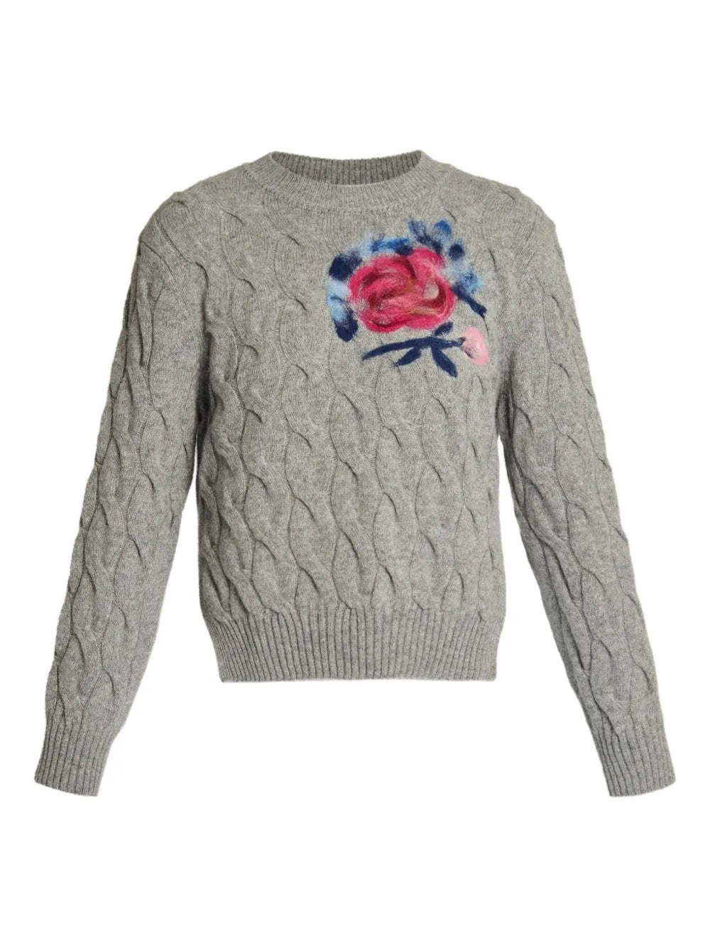 Cable-knit flower-embellishment sweater-ERDEM-Verso