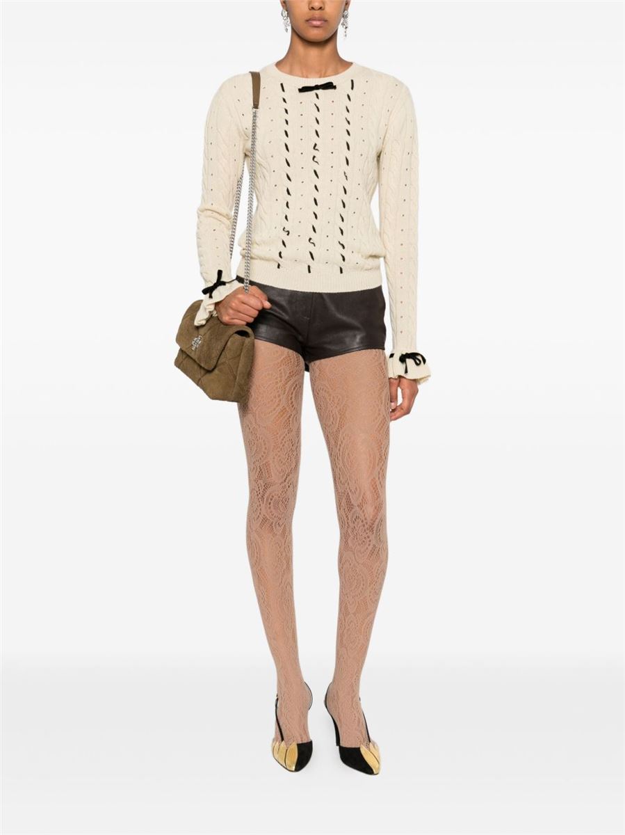 Cable-knit ruffled-cuff sweater-VALENTINO-Verso