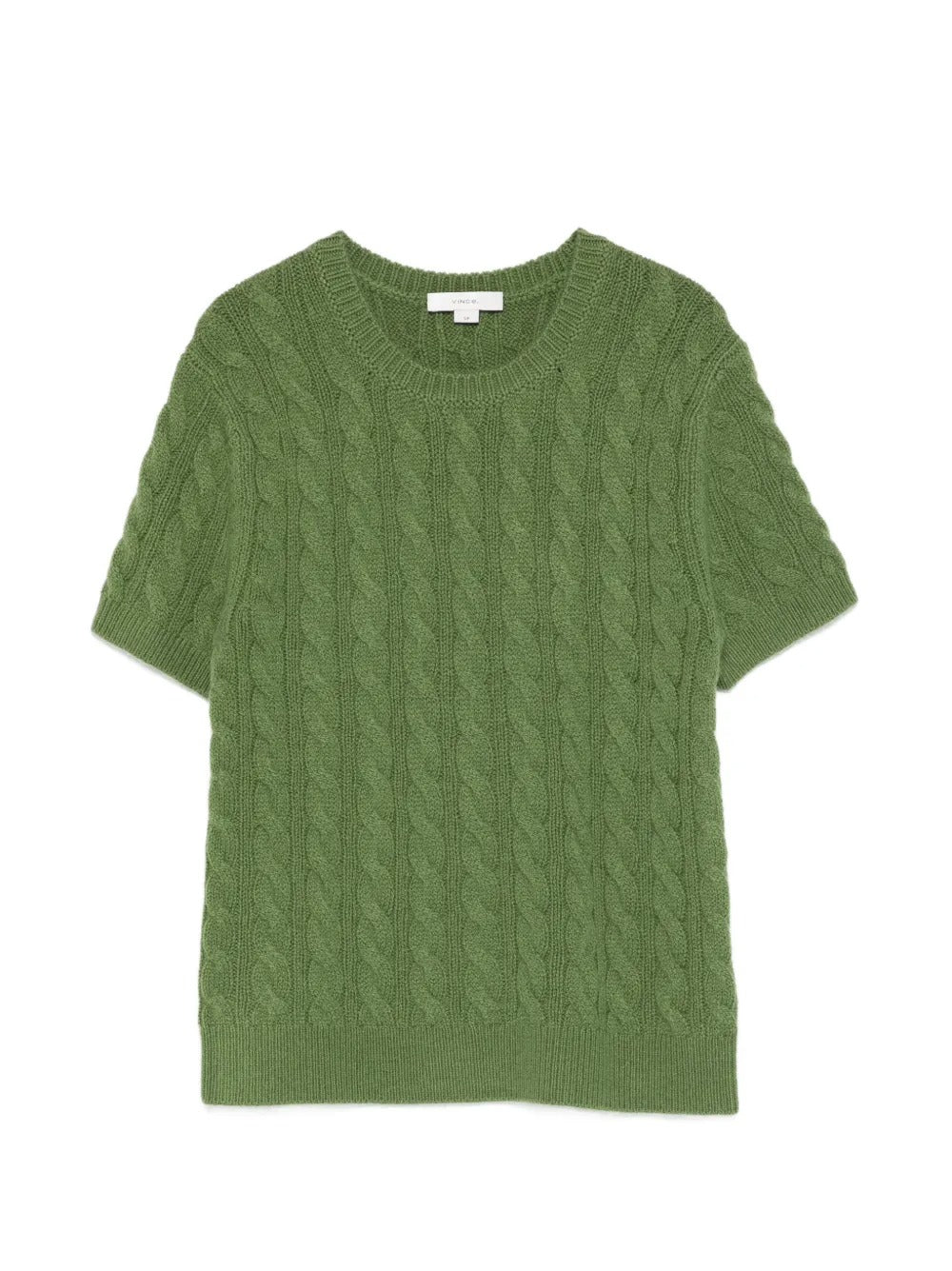 Cable-knit Wool & Cashmere-blend Short-sleeve Sweater-VINCE-Verso