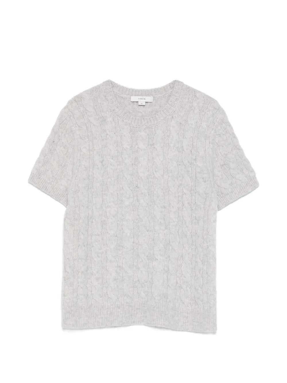 Cable-knit Wool & Cashmere-blend Short-sleeve Sweater-VINCE-Verso