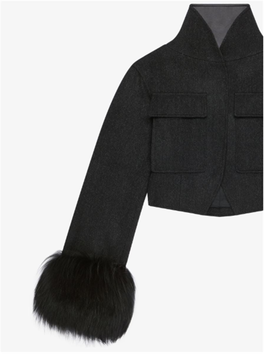 SLIM FIT JACKET IN WOOL AND FUR -  GIVENCHY -  Verso