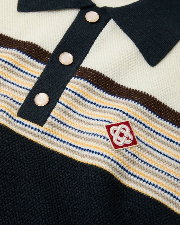 Café culture wool stripe short sleeve polo shirt-CASABLANCA-Verso