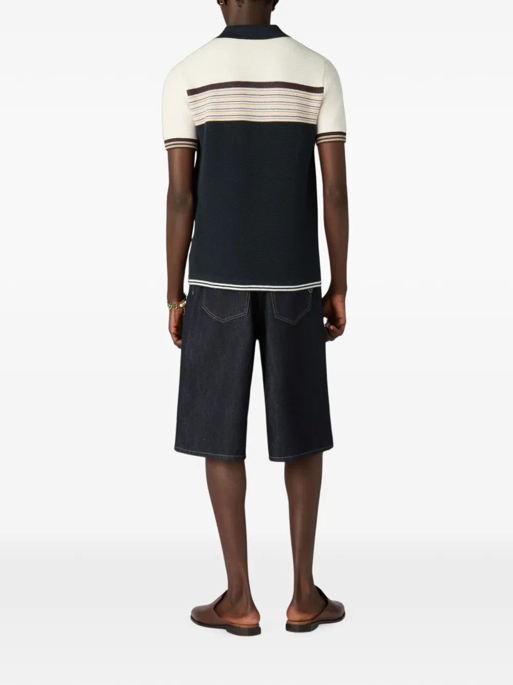Café Culture Wool Stripe Short Sleeve Polo Shirt-CASABLANCA-Verso