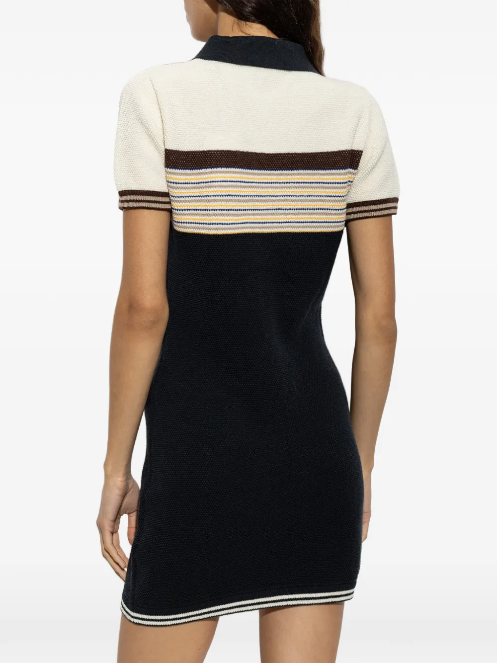 Café striped logo-patch mini dress-CASABLANCA-Verso