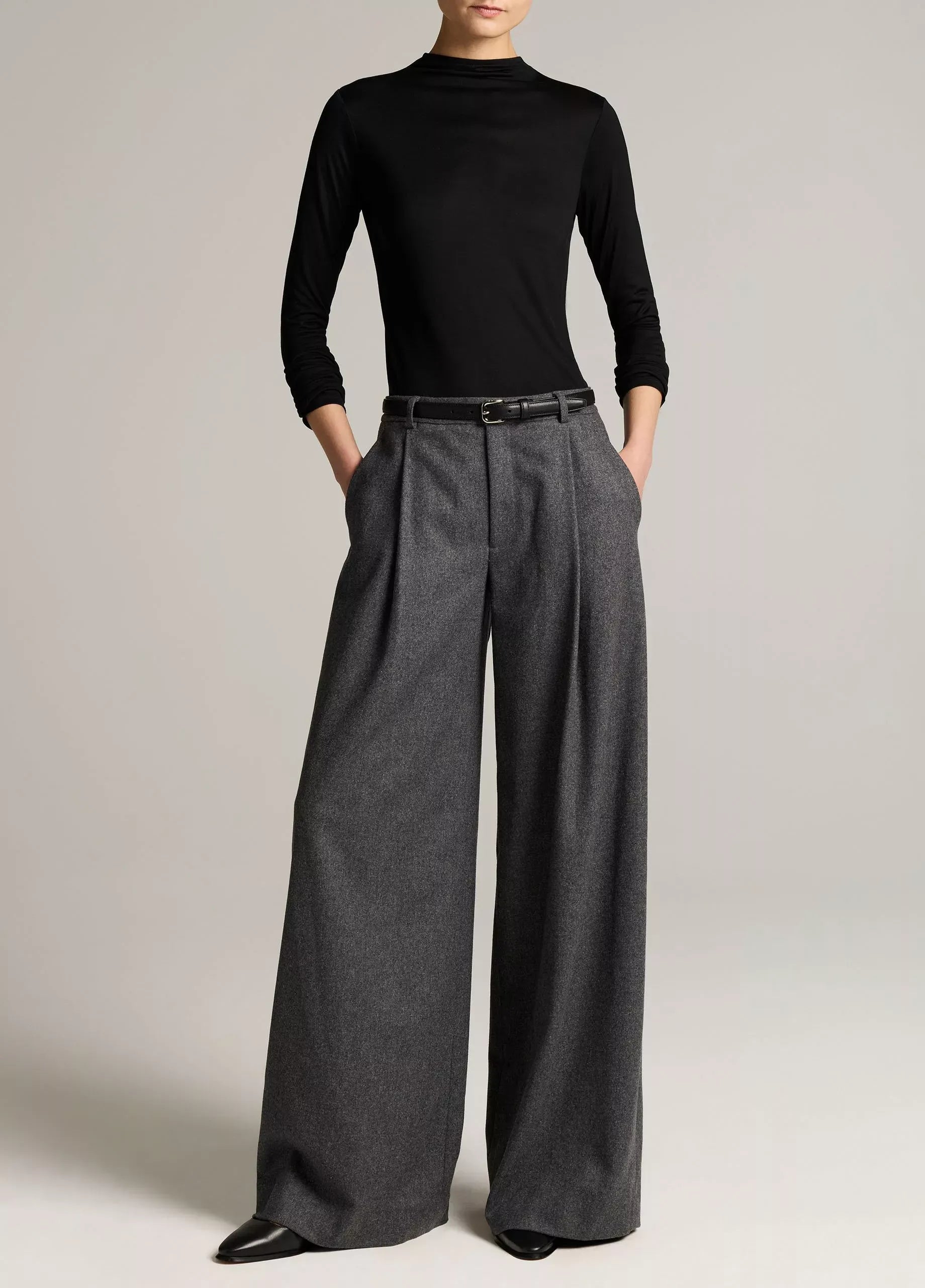 Camille italian wool-blend flannel wide-leg trouser-VINCE-Verso