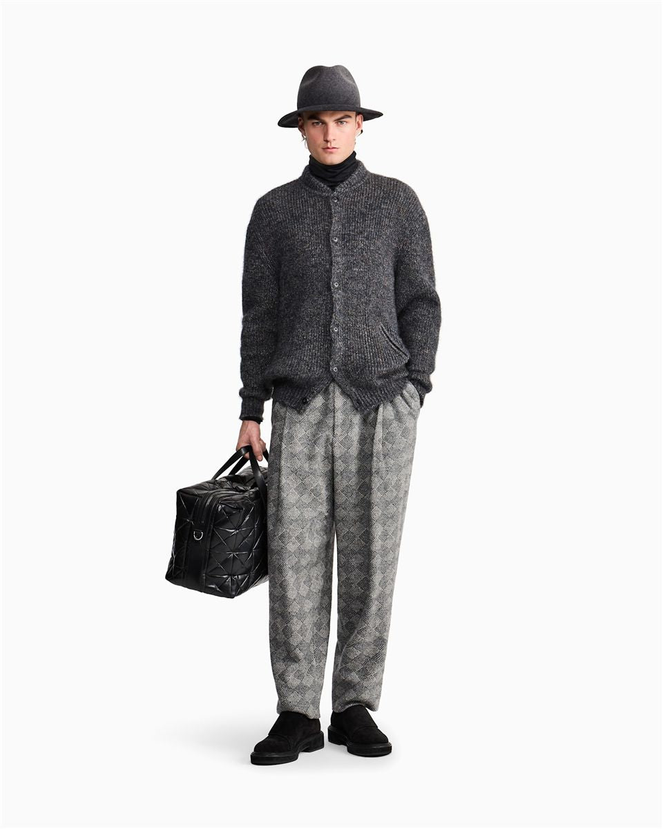 Cardigan Regular Fit Mohair Wool in Half Cardigan Stitch-GIORGIO ARMANI-Verso
