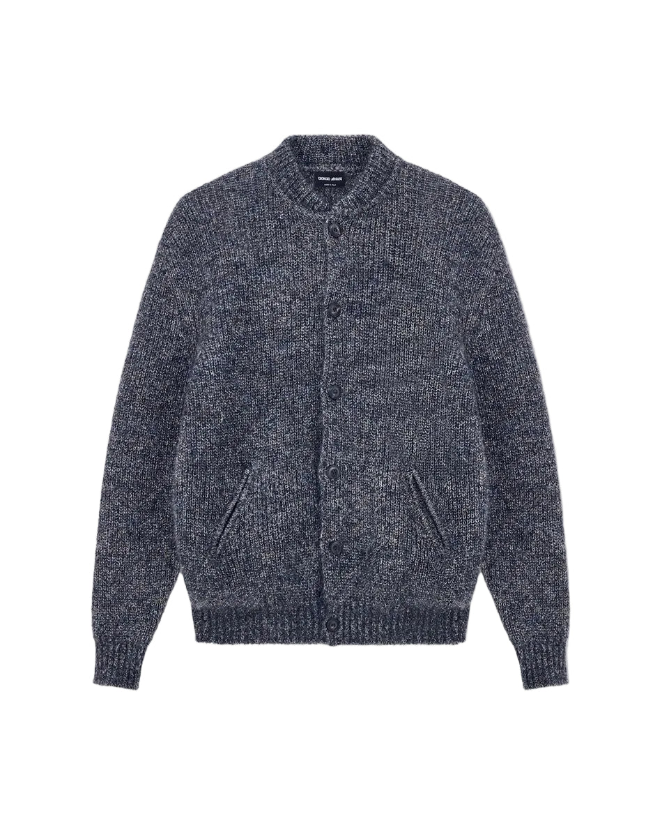 Cardigan Regular Fit Mohair Wool in Half Cardigan Stitch-GIORGIO ARMANI-310730-48-Verso
