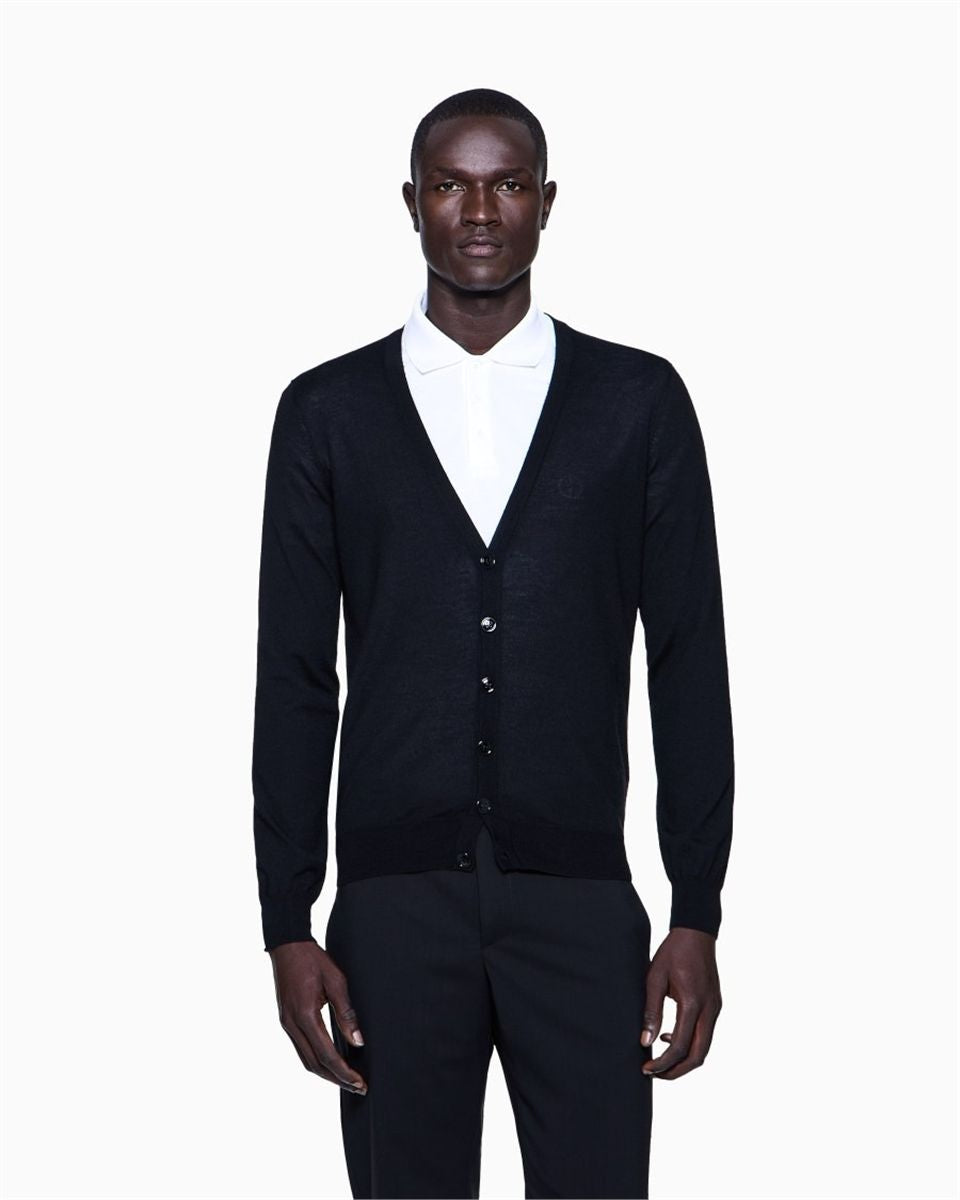 Cashmere cardigan with buttons-GIORGIO ARMANI-Verso