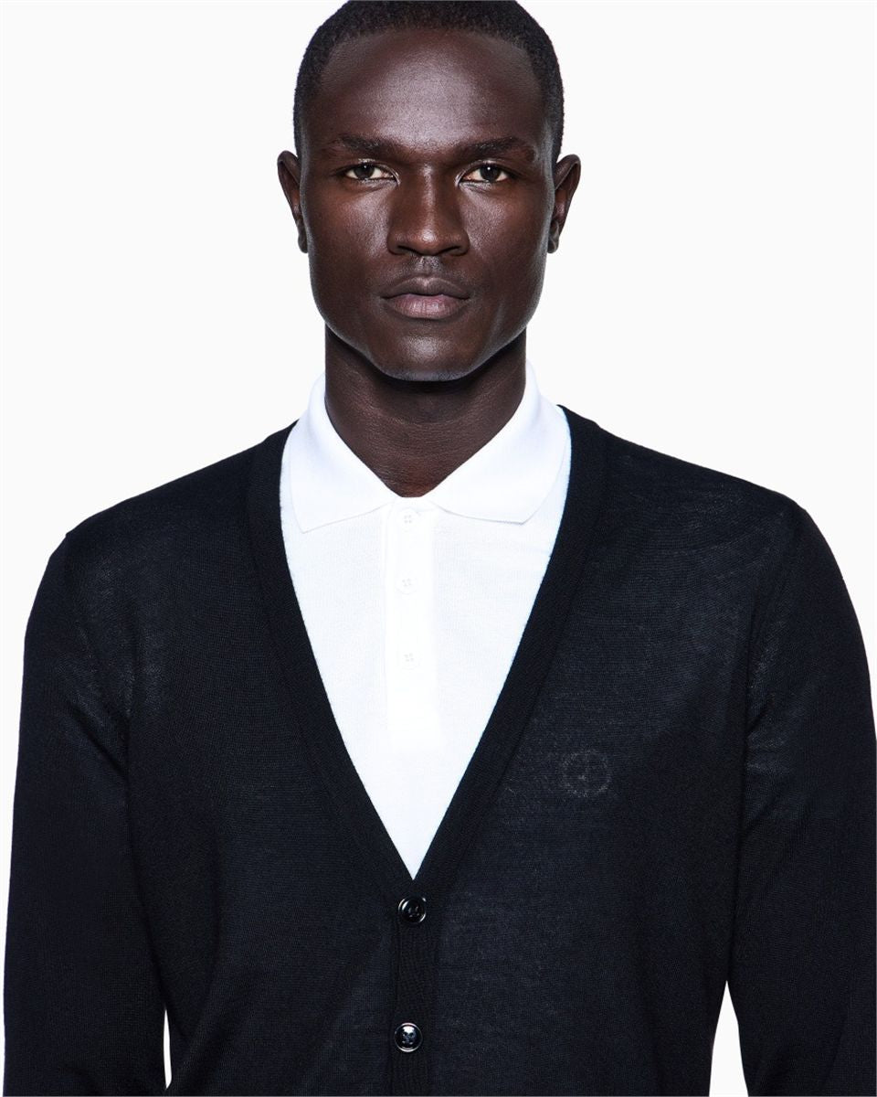 Cashmere cardigan with buttons-GIORGIO ARMANI-Verso
