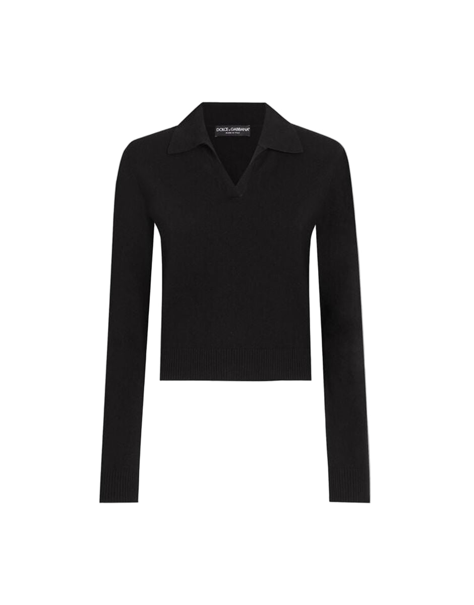 cashmere polo pullover-DOLCE & GABBANA-Verso