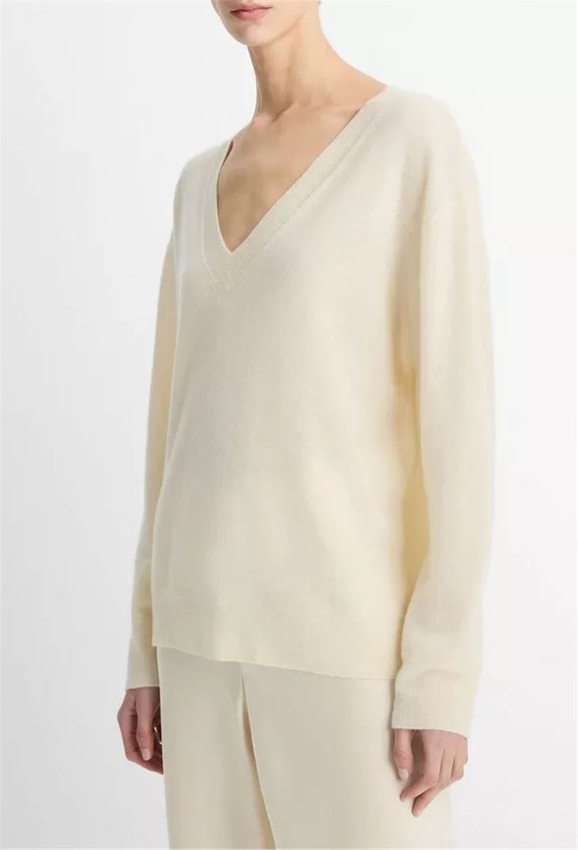 CASHMERE-SILK DEEP V-NECK SWEATER - VINCE - Verso