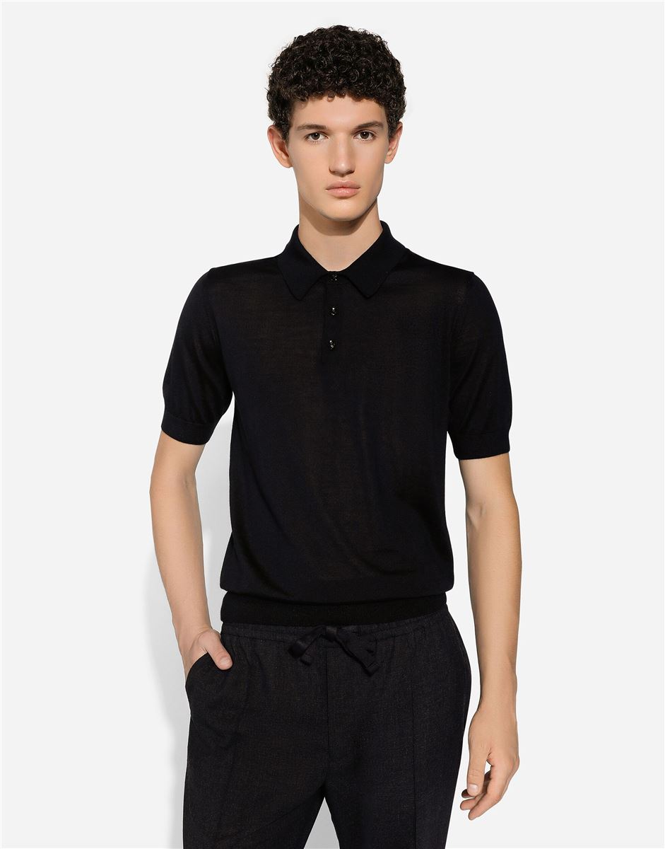 Cashmere-silk polo shirt-DOLCE & GABBANA-Verso