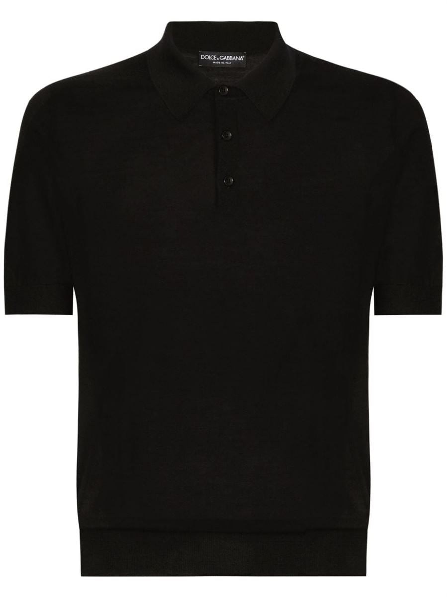 Cashmere-silk polo shirt-DOLCE & GABBANA-Verso