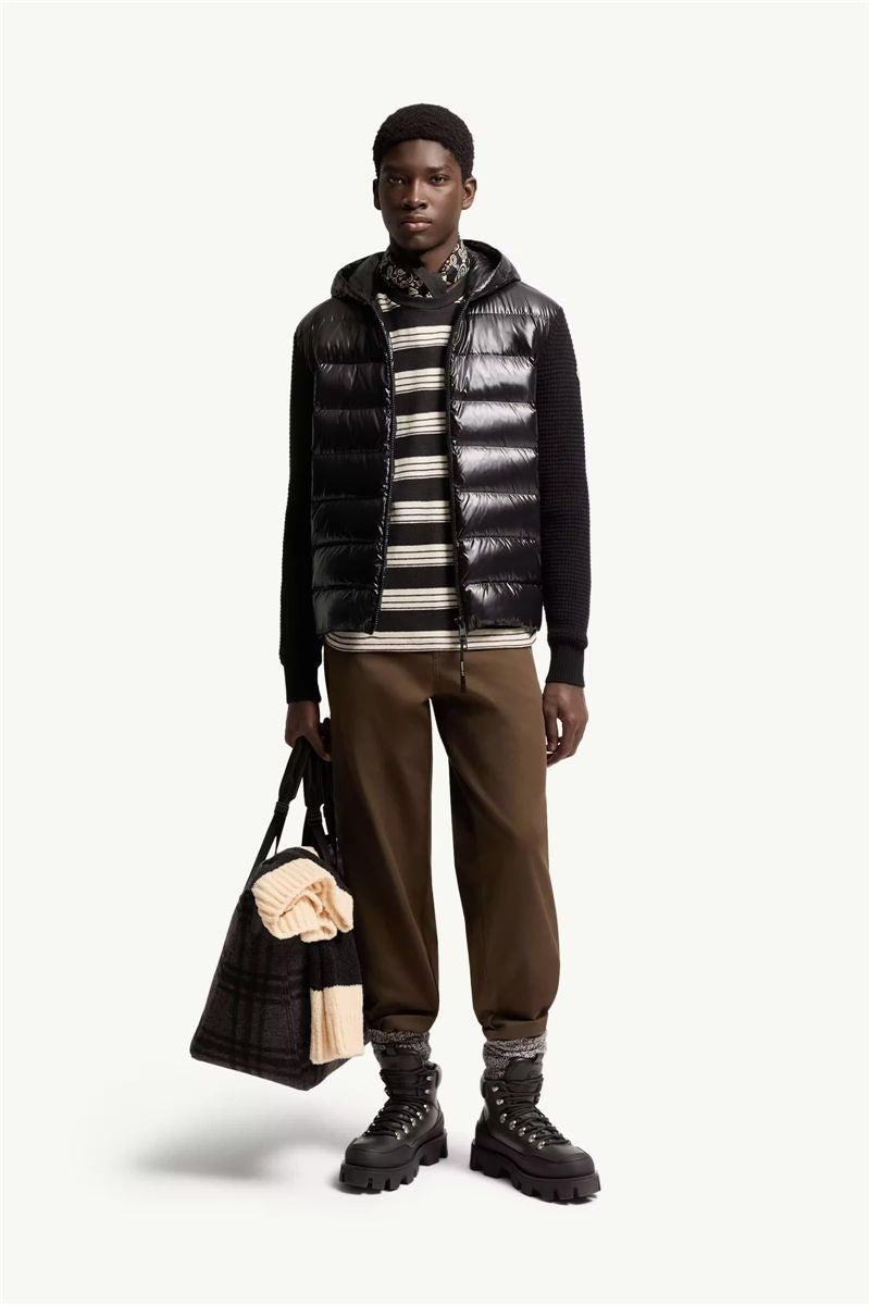 Cashmere & wool blend padded zip-up cardigan-MONCLER-Verso