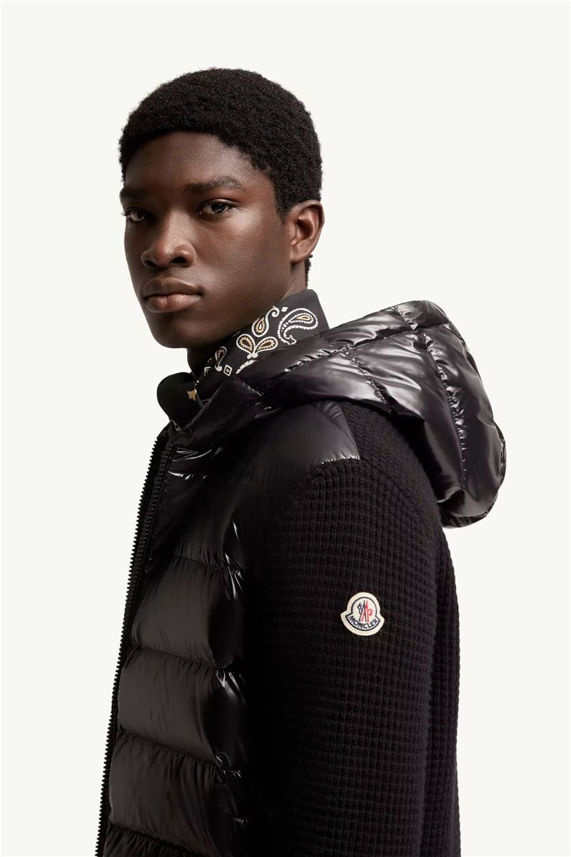 Cashmere & wool blend padded zip-up cardigan-MONCLER-Verso