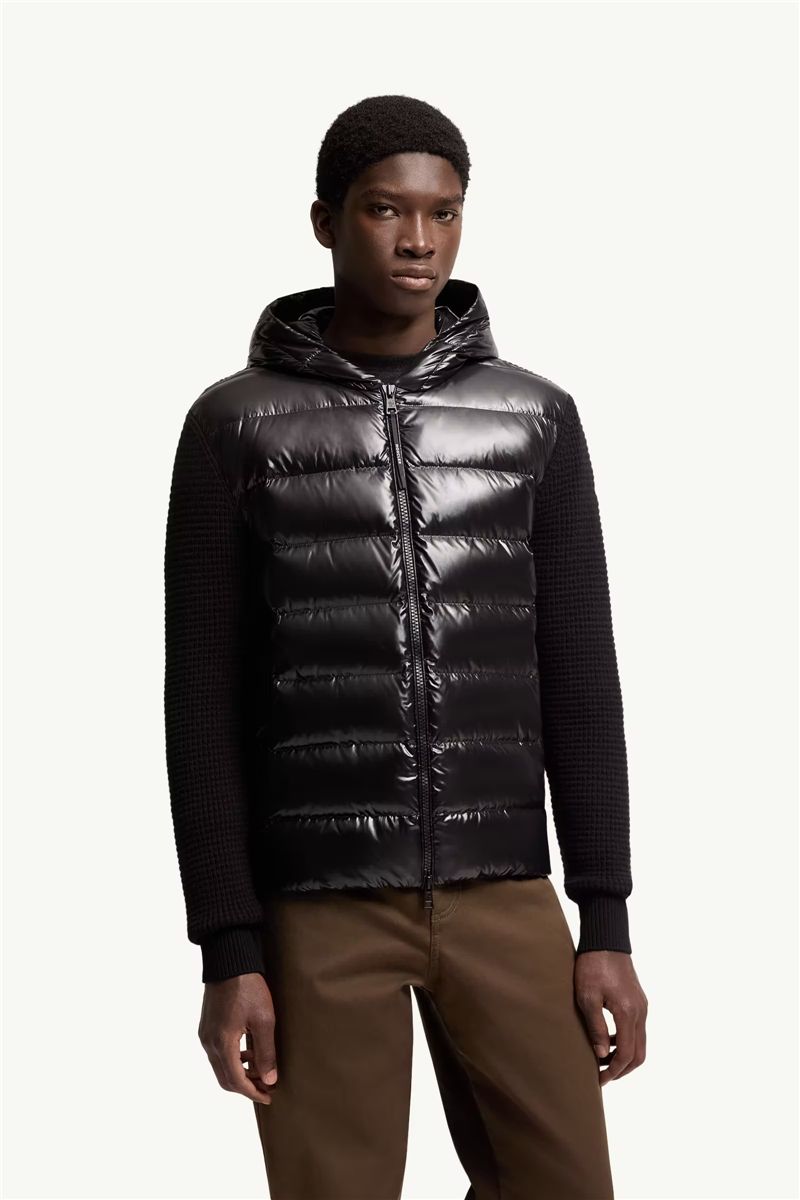 Cashmere & wool blend padded zip-up cardigan-MONCLER-Verso
