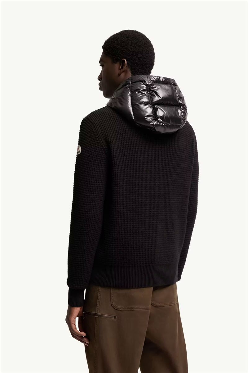 Cashmere & wool blend padded zip-up cardigan-MONCLER-Verso