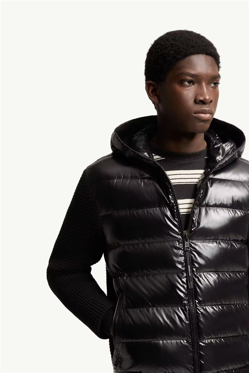Cashmere & wool blend padded zip-up cardigan-MONCLER-Verso