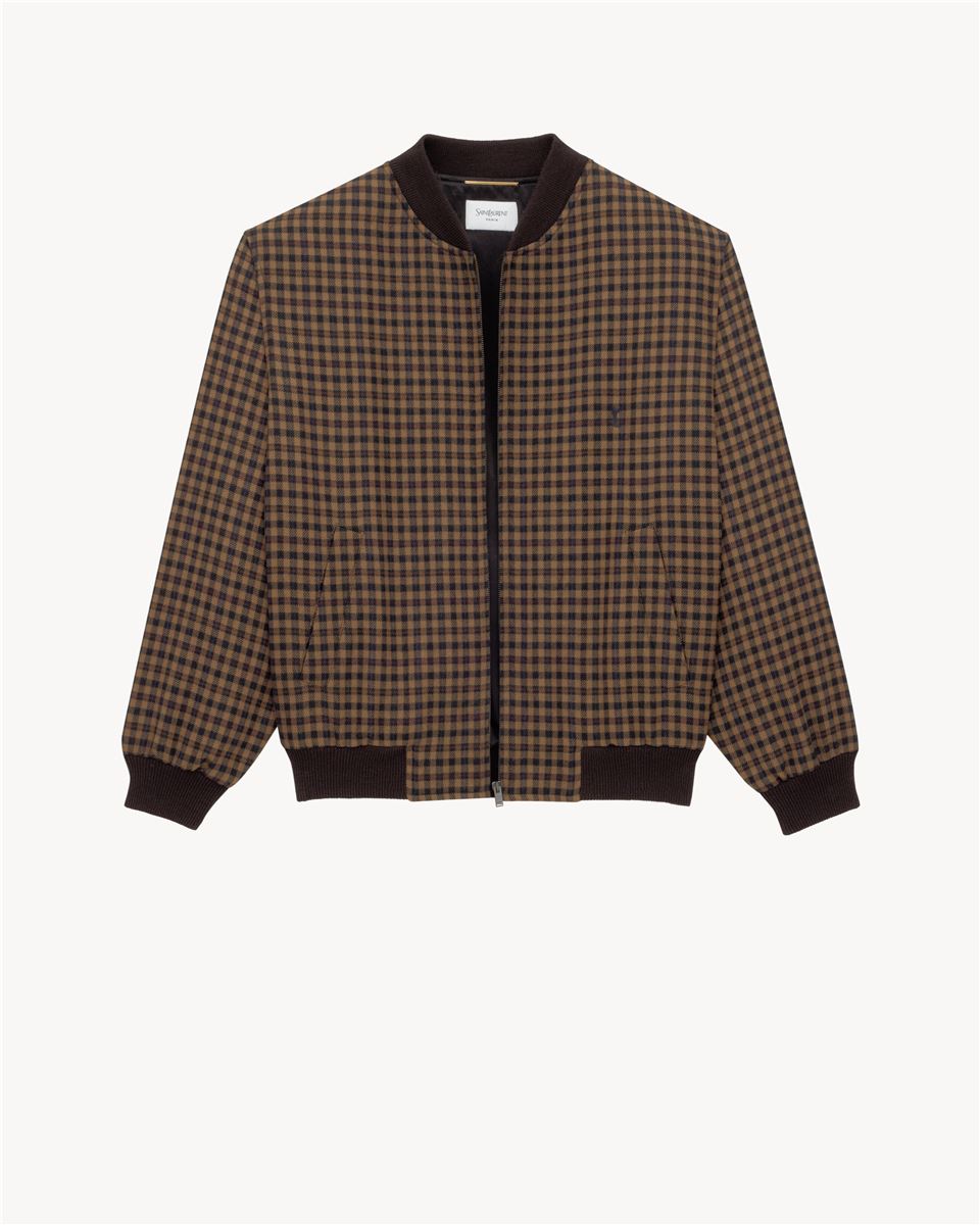 cassandre bomber jacket in wool check-SAINT LAURENT-Verso