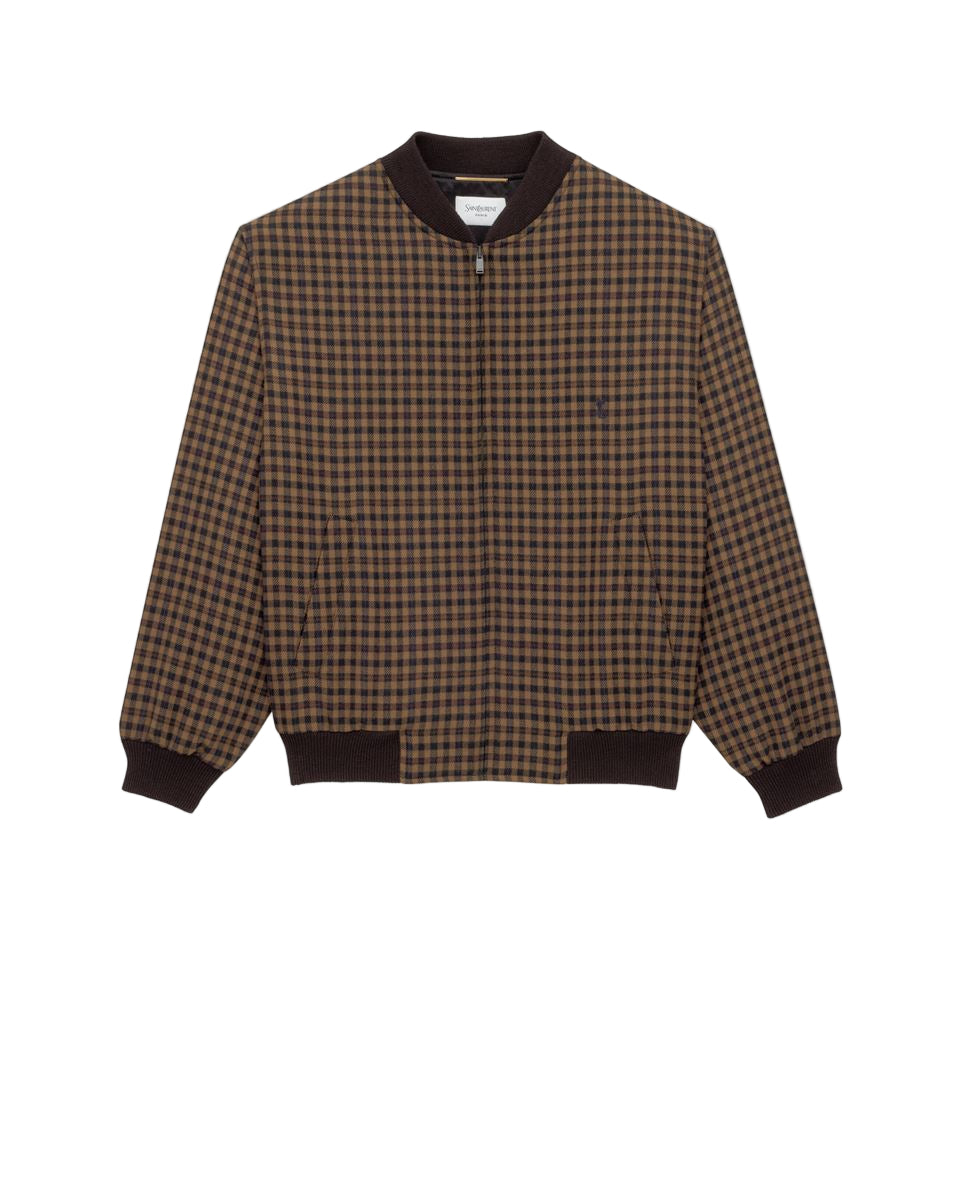 cassandre bomber jacket in wool check-SAINT LAURENT-Verso